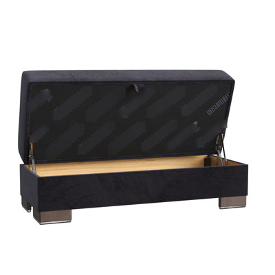 Upholstered In Black Microfiber With Storage - Comfort And Convenience For A Tidy Office Area