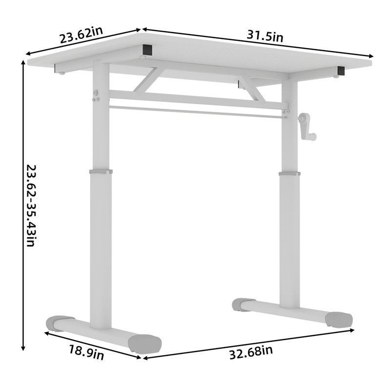 Bureau d'étude réglable, Blanc, H 35,43 po x l 32,68 po x P 23,62 po