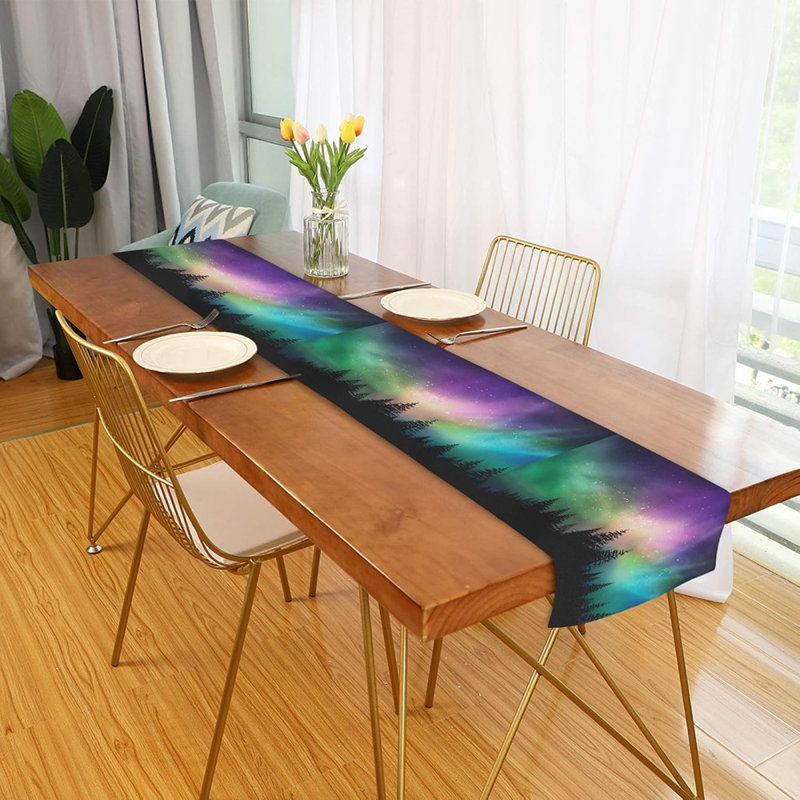 Chemin de table de luxe - Aurore boréale - Écharpe de commode / tissu de table durable