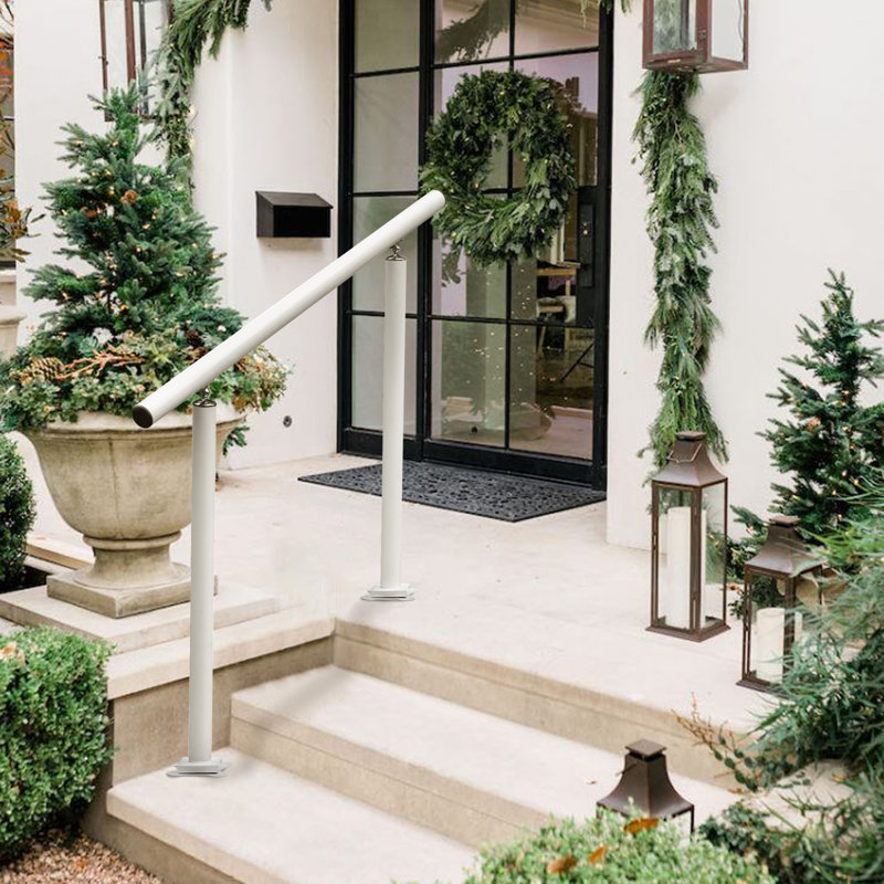 VEVOR Outdoor Stair Railing Kit Aluminum Handrail for 3/4 Steps, 90.9cm H x 90.9cm W x 13.5cm D, White