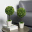 14.5 cm H Faux Boxwood Topiary Plant in Faux Concrete Pot
