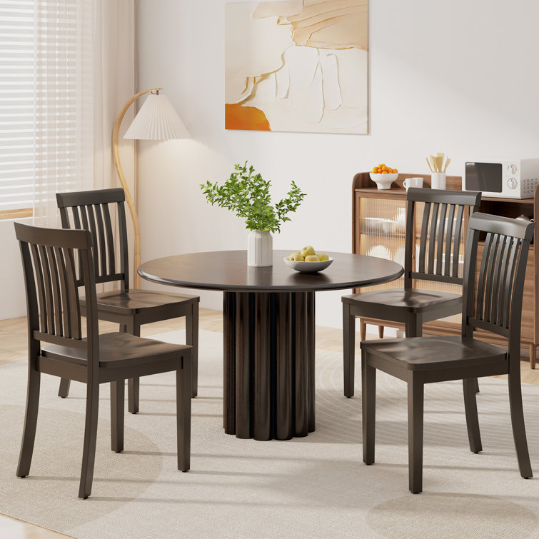 Slatted Back Dining Chair Solid Wood Side Chair