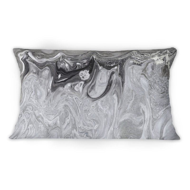 Art abstrait liquide gris - coussin imprimé abstrait