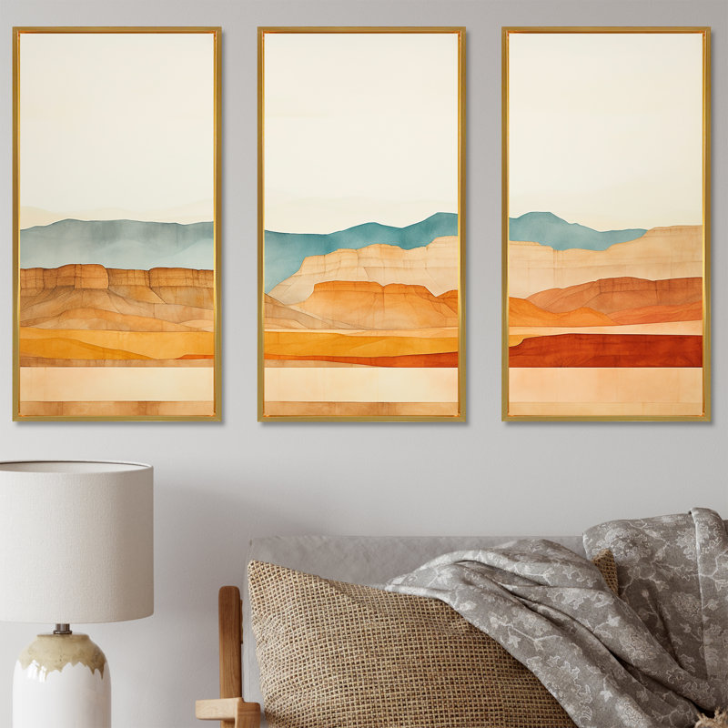 «Bold Canyon View», ensemble d'art mural Canyon, Cadre flottant doré, H 40 po x l 60 po x P 1 po