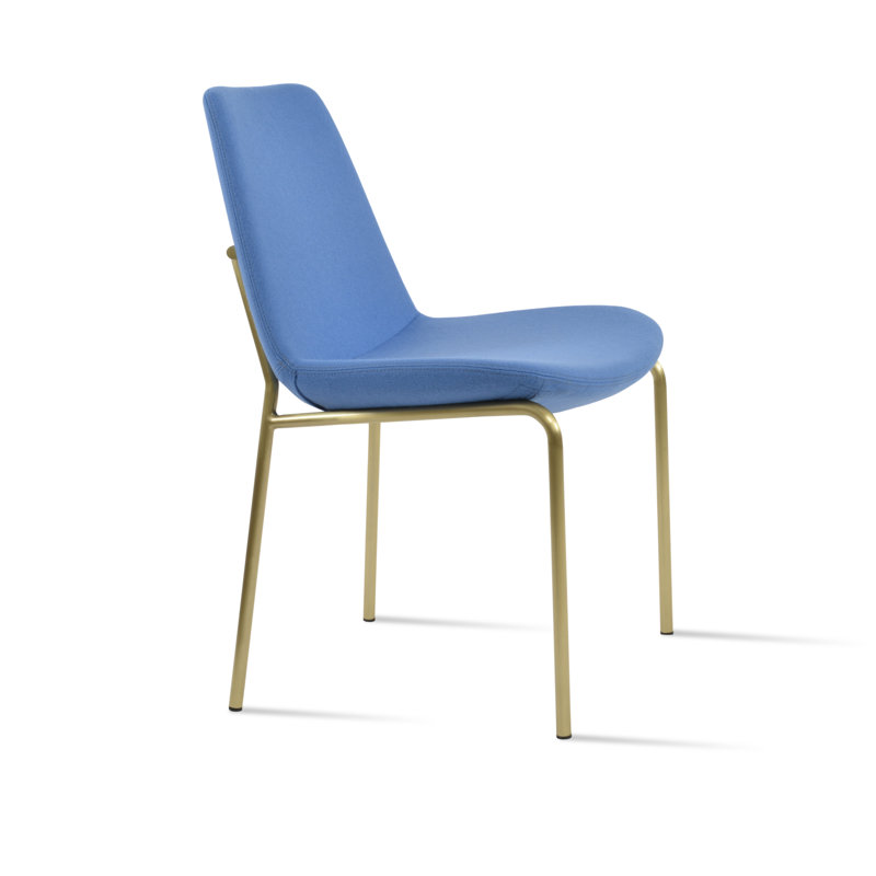 Chaise de salle à manger Eiffel Harris, Laine bleu ciel, Laiton