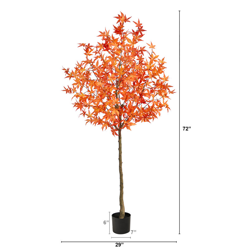 Érable artificiel en pot, H 72 po x l 29 po x P 20 po, Orange