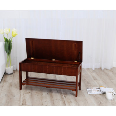 Cherry Wood Shoe Bench With Storage For Entryway And Elegant Design - 35.5"L X 13"W 18"H Attractive In Solid 35.5" 13" 18" Strong