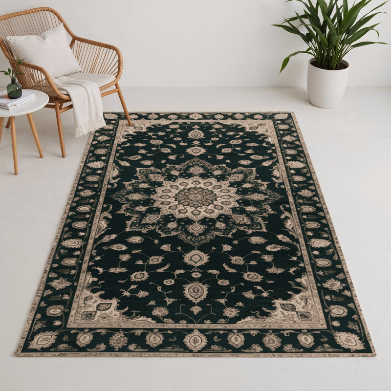 Tapis bleu intérieur et extérieur Tabriz, Rectangle 5 pi x 7 pi