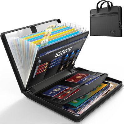 5200℉ Fireproof Document Organizer with 13 Pockets