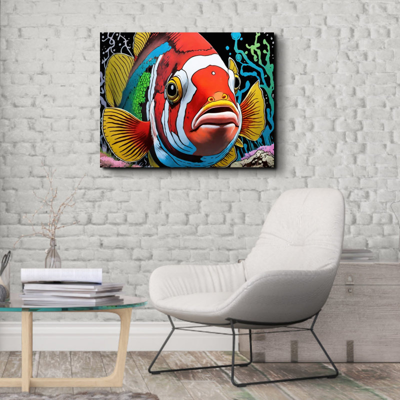 «Clownfish Graffitianimals» sur toile, H 15 po x l 18 po