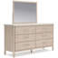 Ensemble de miroir commode 2 pièces Mooran, 6 tiroirs, brun clair, faux marbre blanc-118778038