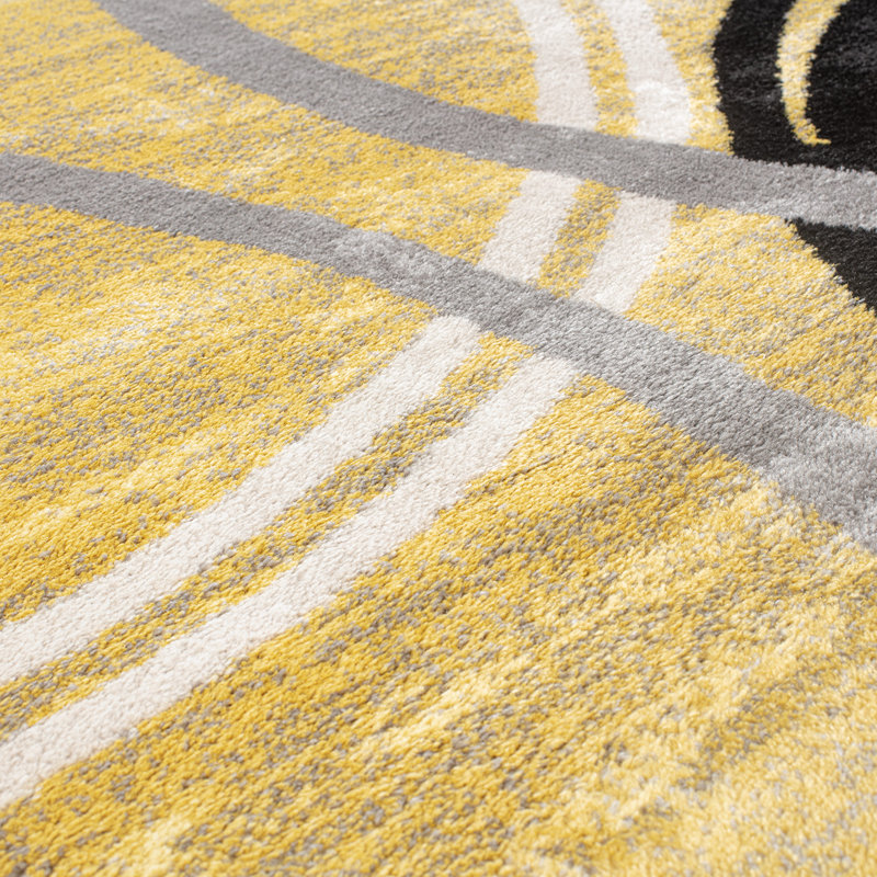 Tapis à motif géométrique Arnaldur, Yellow, Rectangulaire 2 pi x 3 pi