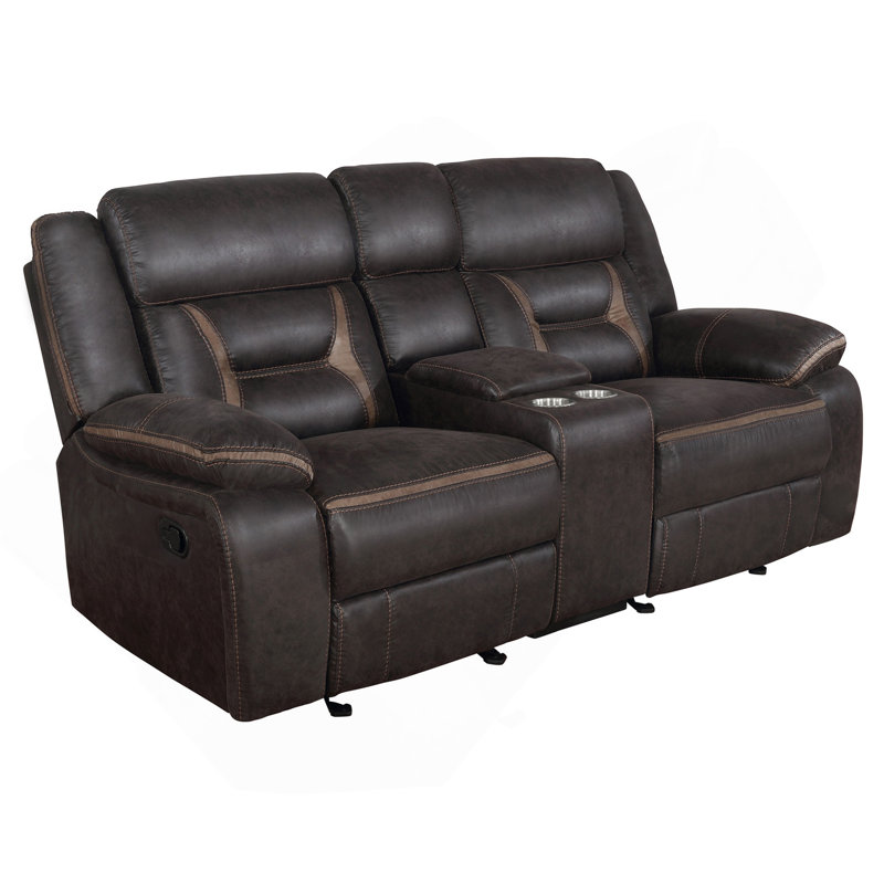 Causeuse rembourrée avec console Brazelton, Brun
