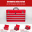 Boîte à outils en acier robuste de 21 pouces, rouge, 4 tiroirs avec doublures, verrouillage automatique et coffre de transport facile à utiliser
