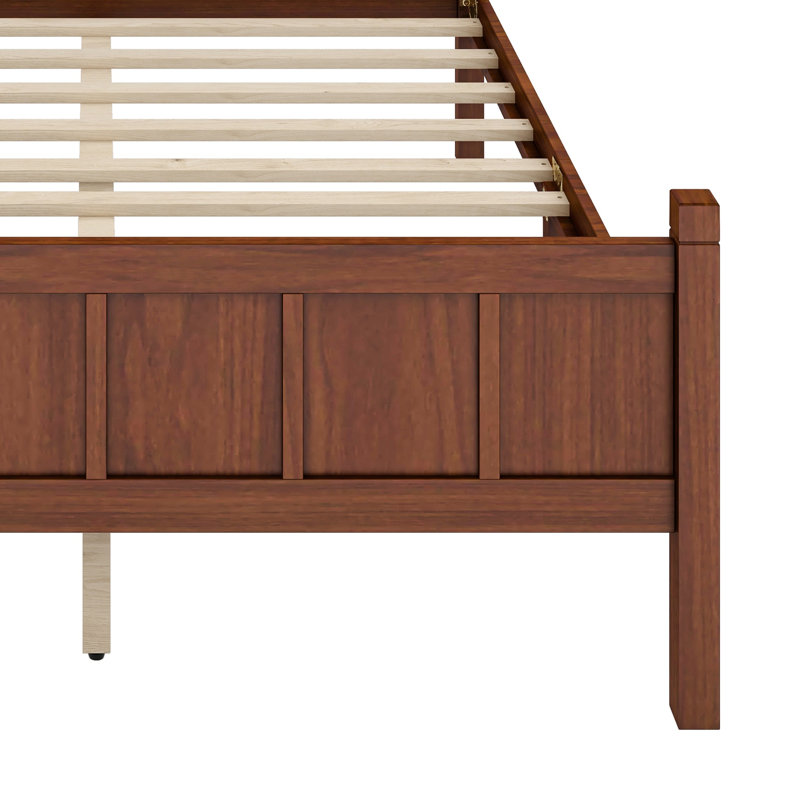 Lit à panneau plat Modern Farmhouse avec finition grain de bois, tête et pied de lit, Double, Noyer foncé
