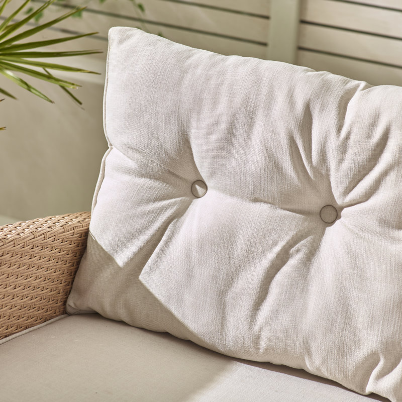 Ariona 4 Seater Rattan Garden Sofa Set & Coffee Table - Boho Design with Cushions (Cover Included), Beige