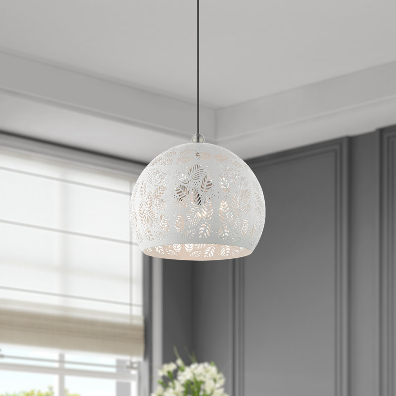 Luminaire suspendu en forme de dôme à 3 lumières Alira, Blanc, H 110 po x l 15,75 po x P 15,75 po