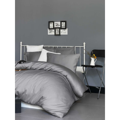 Luxurious Dark Grey Satin Single XL Fitted Sheet, 38 x 80 inches | 100% Cotton Satin, 210 Thread Count, 4.4 oz/sq yd | Machine Washable at 86°F | Soft, Breathable, and Perfect for Comfortable Sleep