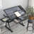 Adjustable Tempered Glass Drafting Printing Desk With Stools-1083457860