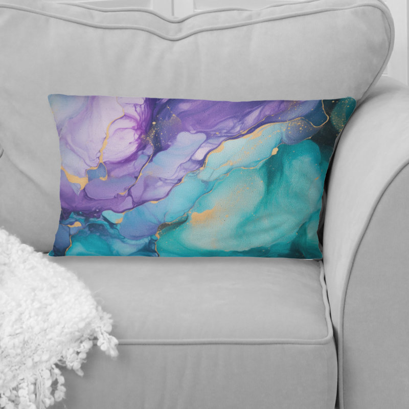Coussin Turquoise et mauve liquide Art III - Fractals