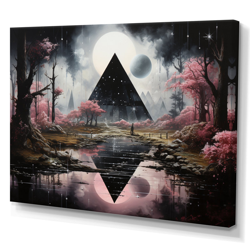 Pyramide monochrome Mirage - impression, H 24 po x l 32 po x P 1 po, Toile tendue
