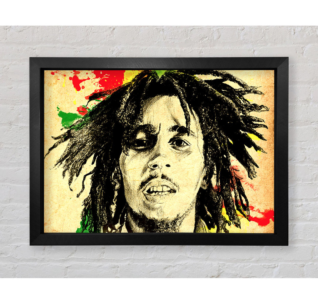 Gerahmtes Wandbild Bob Marley Splash Colour