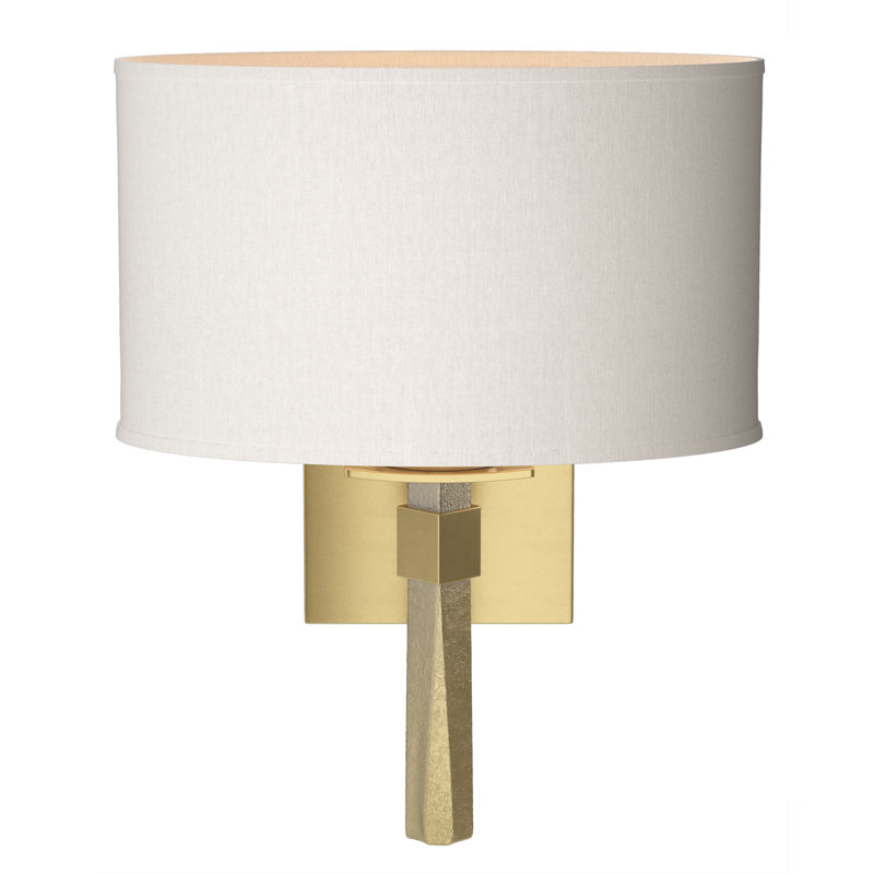 Beacon Hall Oval Drum Shade Sconce, Flax , Modern Brass