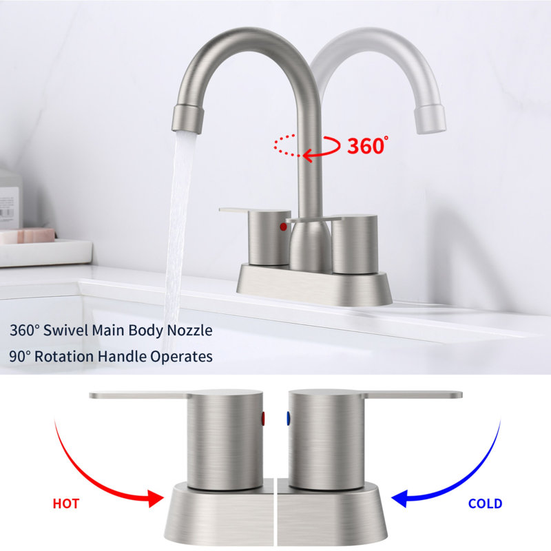 Bathroom faucet with 360 degree turn spout, Brushed Nickel