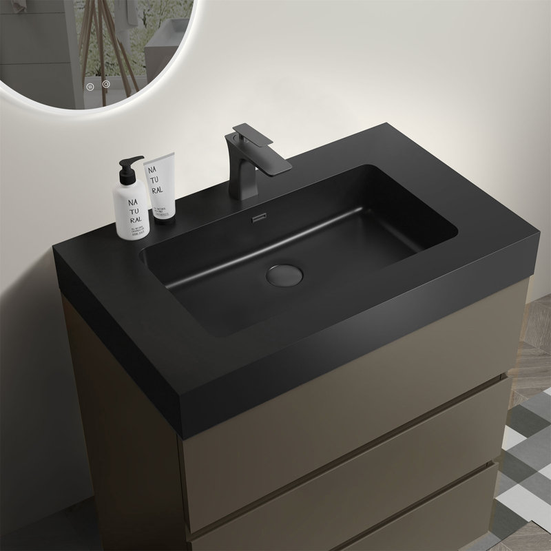 Meuble-lavabo avec lavabo Alice, 30", Gris, Noir