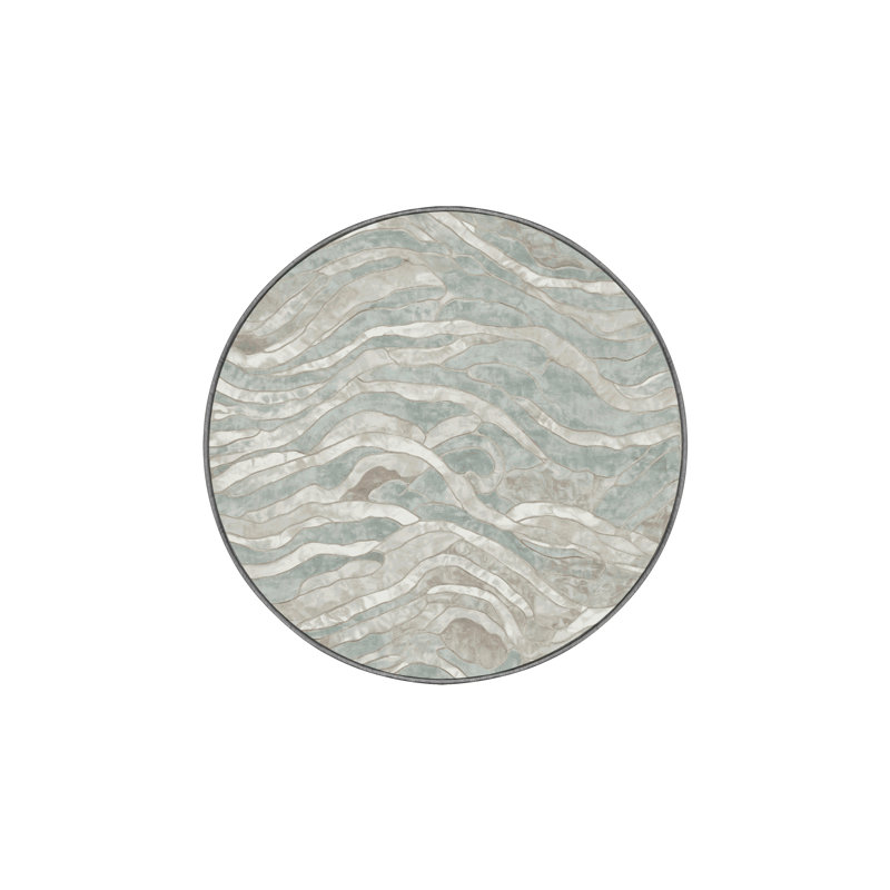 Machine Washable Gray Area Rug, Round 5'