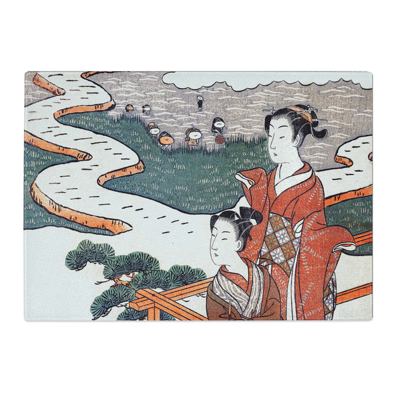 Tempered Glass Overlooking the Fields by Isoda Koryusai Chopping Board, 28.5 cm x 20 cm