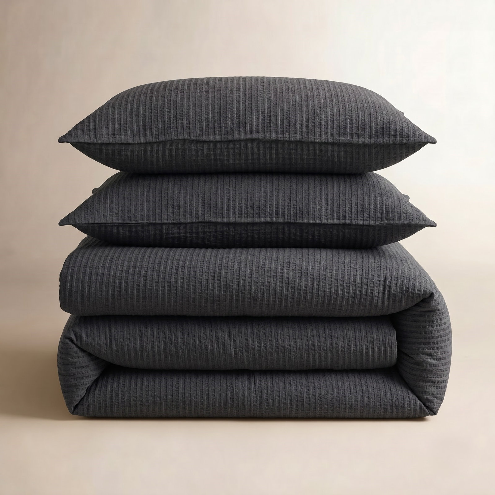 Essential Collection Cotton Duvet Cover Set, King Duvet Cover + 2 King Shams, Charcoal