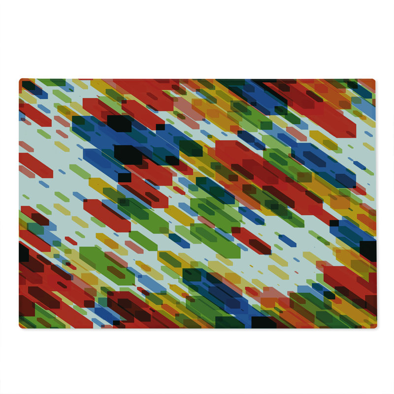 Ambesonne Art Cutting Board Large Size Diagonal Geometric Vibrant Multicolor