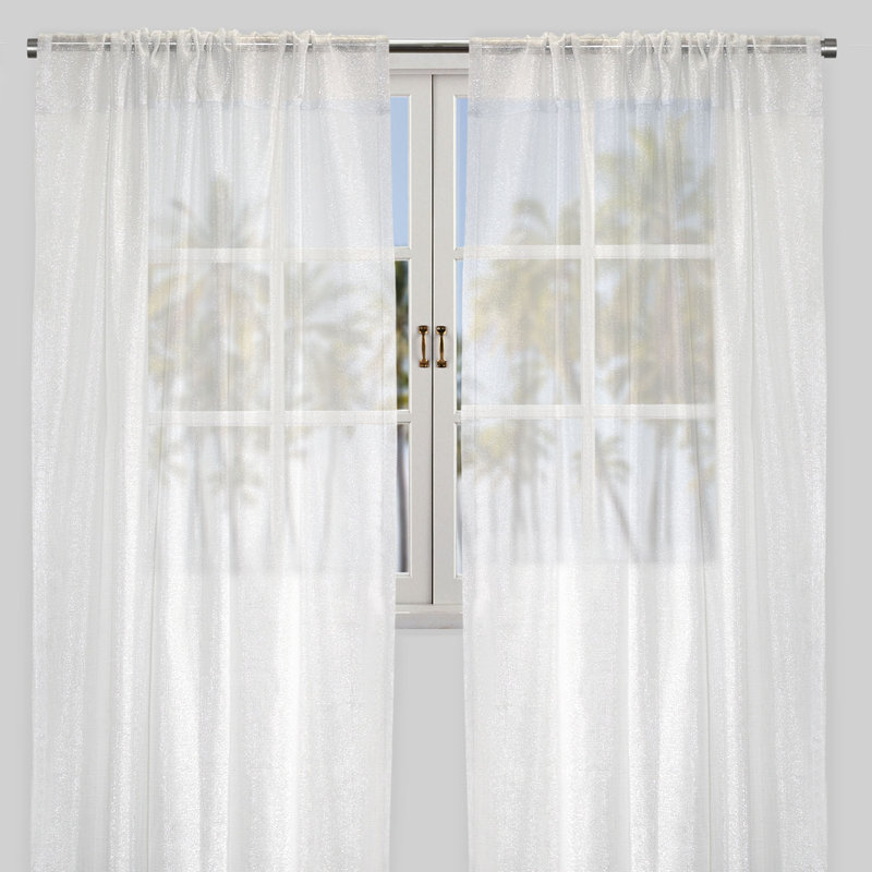Morocco Sheer Curtains / Drapes, White, 54" W x 84" L