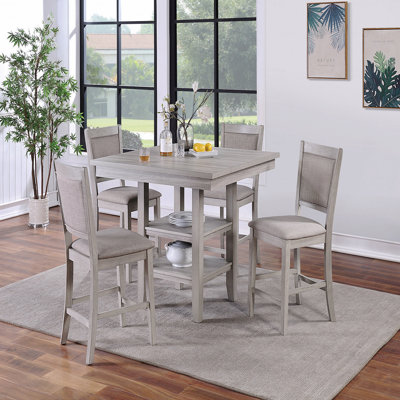 Ensemble 5 pièces de table carrée avec tablettes et chaises à coussins de style moderne