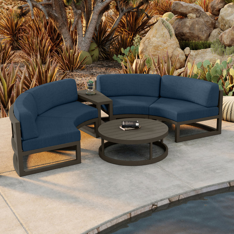 Avion Outdoor 4 - Piece Conversation Set, Spectrum Indigo Sunbrella®, Slate