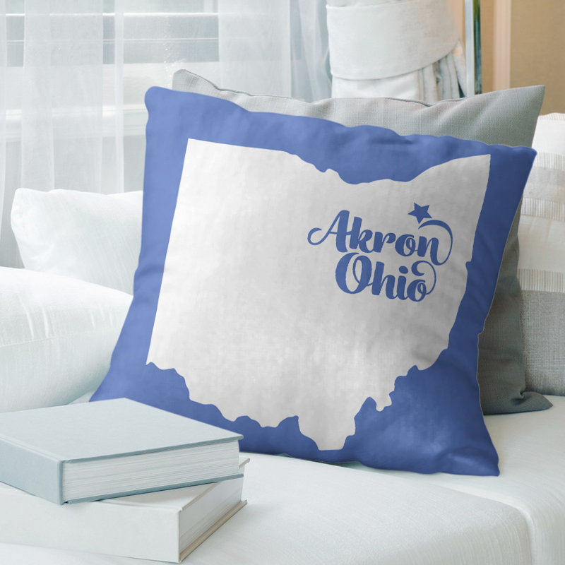 Linen Reversible Throw Pillow, Akron , 18" x 18", Blue