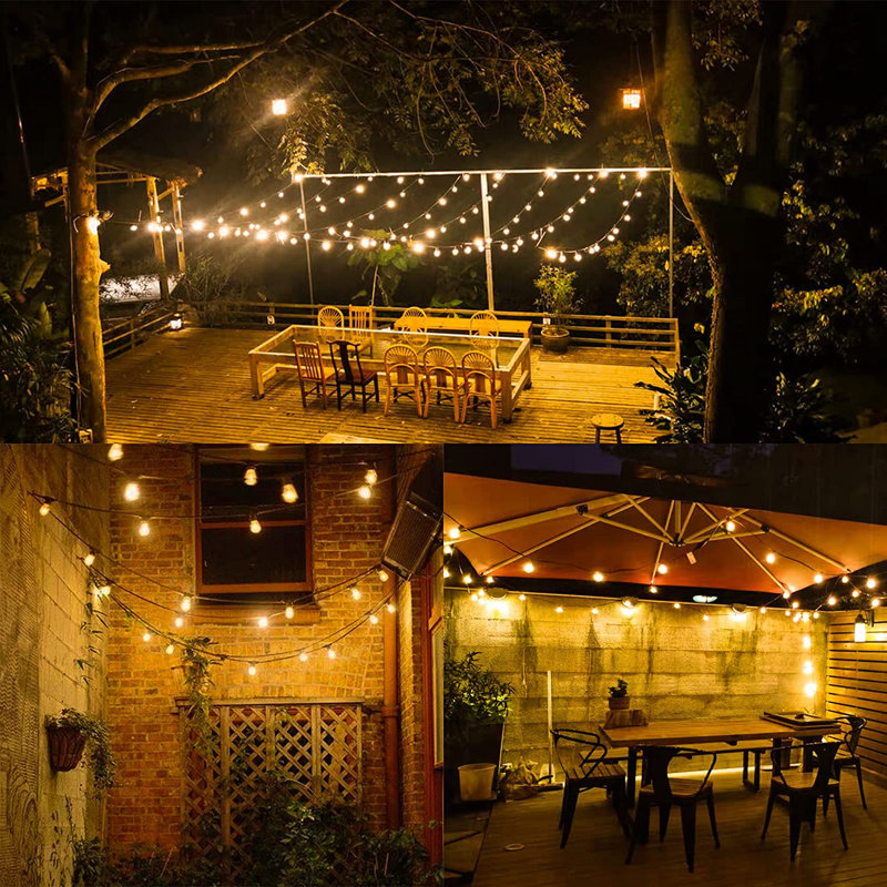 27FT 25-Bulb Solar-Powered Outdoor Globe String Light Shatterproof