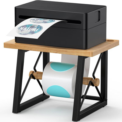 Porte-étiquette pour rouleaux et étiquettes pliables, support d'étiquettes en bois pour imprimante d'étiquettes d'expédition, accessoire d'imprimante thermique pour porte-rouleau d'autocollants pour la maison, le bureau
