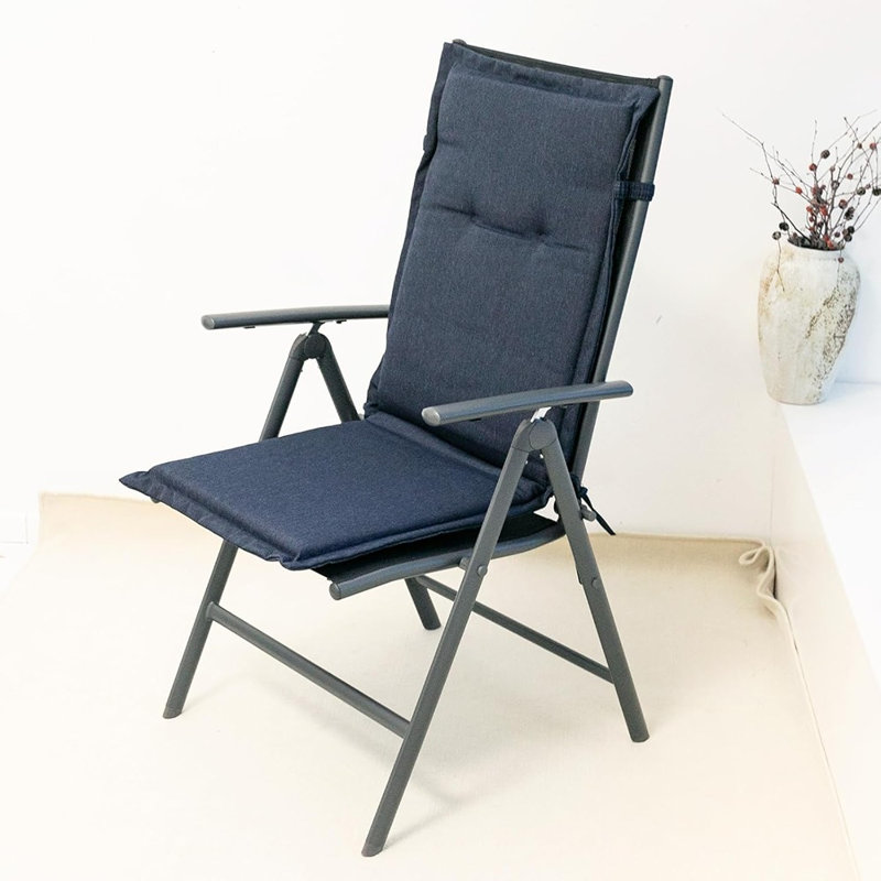High Back Rocking Chair Cushion, Indoor/outdoor Glider & Swivel Replacement Seat Pad With Back Elastic & Tie Straps, Navy Blue, Set Of 1