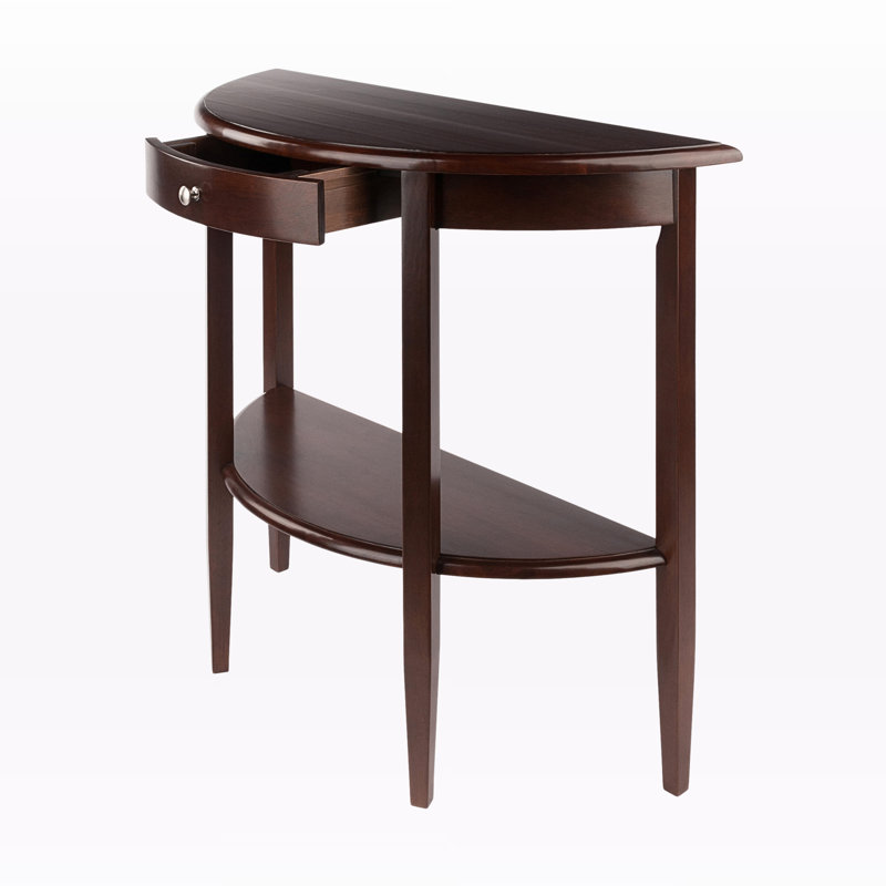 Console Espinosa, demi-lune, 1 tiroir, noyer antique H 33,52 po x l 39,12 po x P 15,7 po