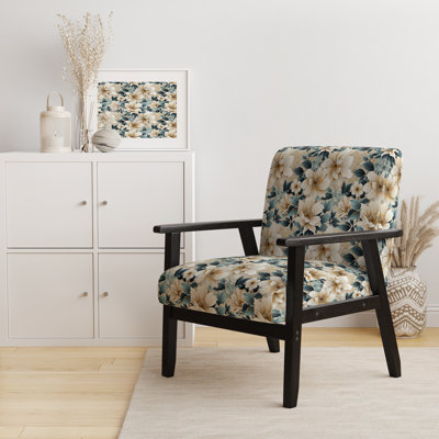 Fauteuil d'appoint rembourré Sandy beige et bleu Hydrangea Tranquility II