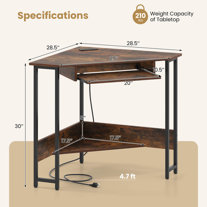 Bureau de coin Sadle-Rose