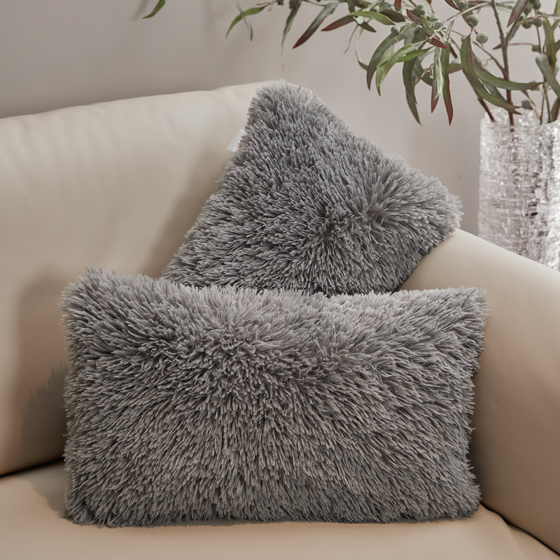 Coussins décoratifs Cheer, Polyester, Gris, 14 x 20