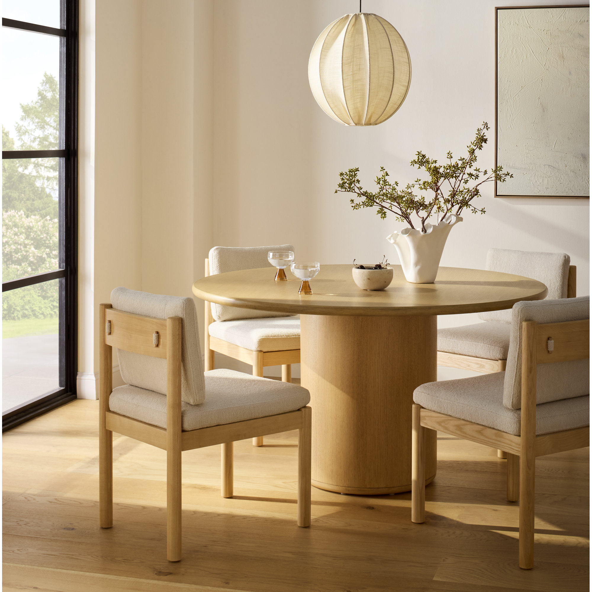 Carisa Boucle Dining Chair, Cream