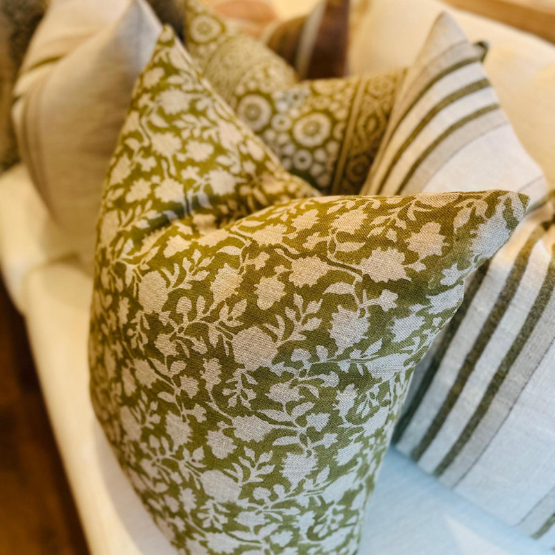 Hedgerow Pillow Cover - 22" x 22", Green Floral