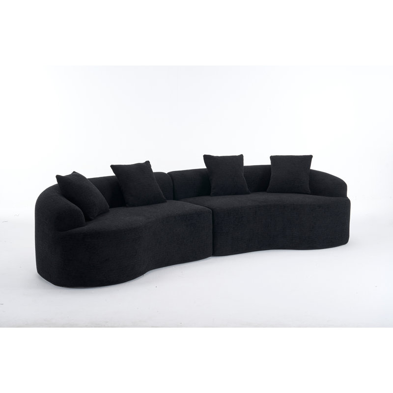 Boneless Curved Chenille Sectional Sofa, 25.6" H x 110.2" W x 39.4" D, 4