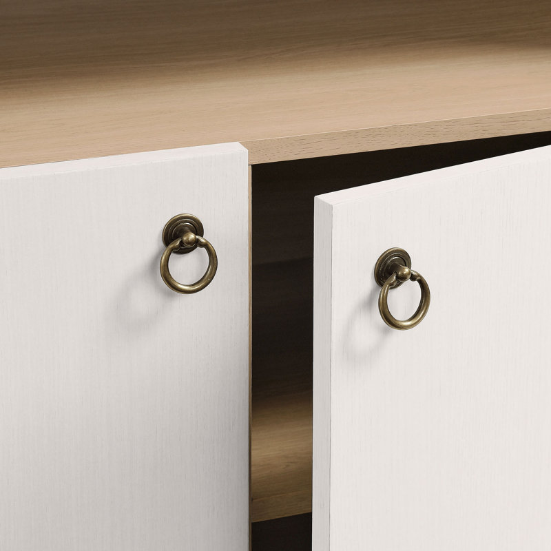 Ivory Tall Arched Wood Storage Cabinet with Adjustable Shelves