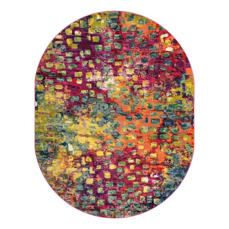 Corlenzo Washable Abstract Indoor Rug, Oval 7'11" x 10'