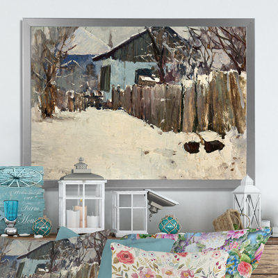 Winterview of Old White House - reproduction sur toile avec cadre flottant